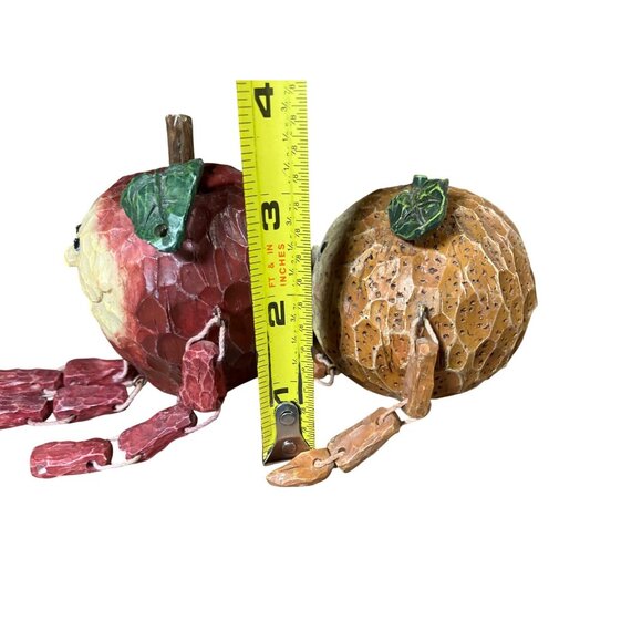 Handcrafted  Orange and Apple Shelf Sitter Lot Anthropomorphic Fruit - Picture 13 of 15